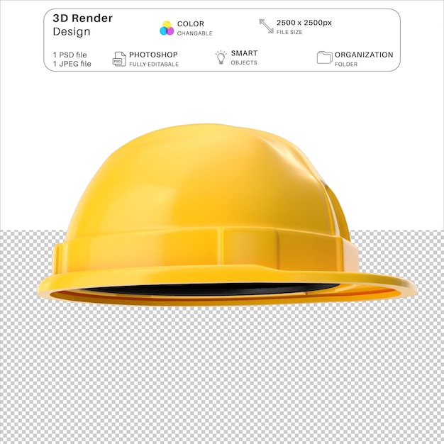Fail PSD de modélisation 3D du casque de sécurité de construction