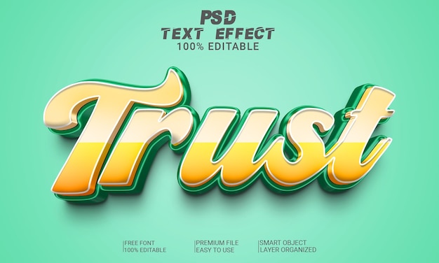 Faire Confiance Au Fichier Psd D'effet De Texte 3d