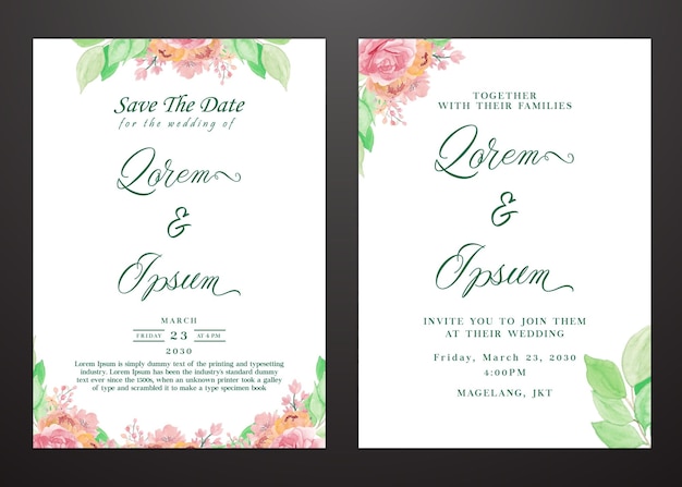 Faire-part De Mariage Floral Invitation élégante Psd