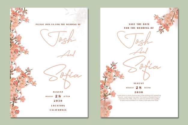 Faire-part De Mariage Floral Invitation élégante Psd