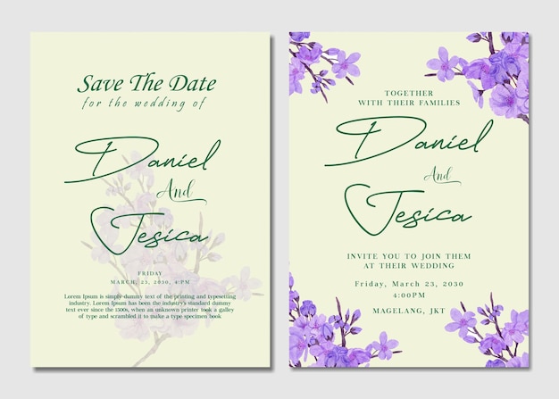 Faire-part De Mariage Floral Invitation élégante Psd