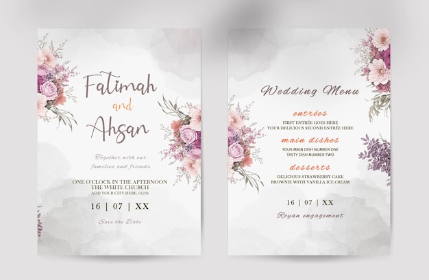 Faire-part De Mariage Floral Minimaliste Et Réservez La Date Avec De Belles Fleurs