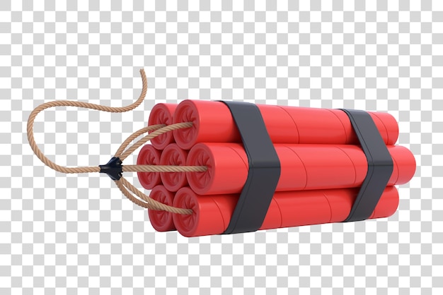 Faisceau de bâtons de dynamite TNT avec une mèche isolée sur fond blanc fournitures explosives rendu 3D