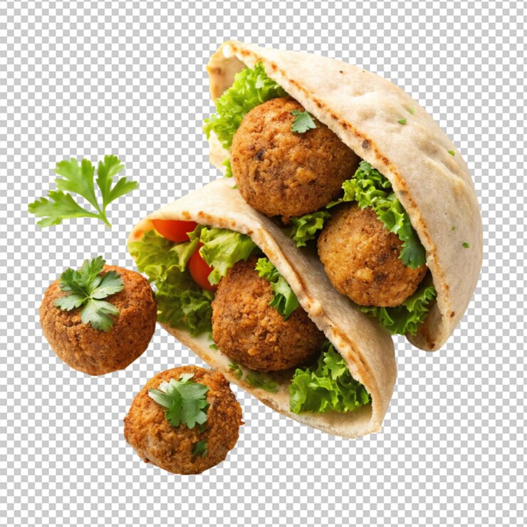 falafel e uno sfondo mezzo trasparente rotto