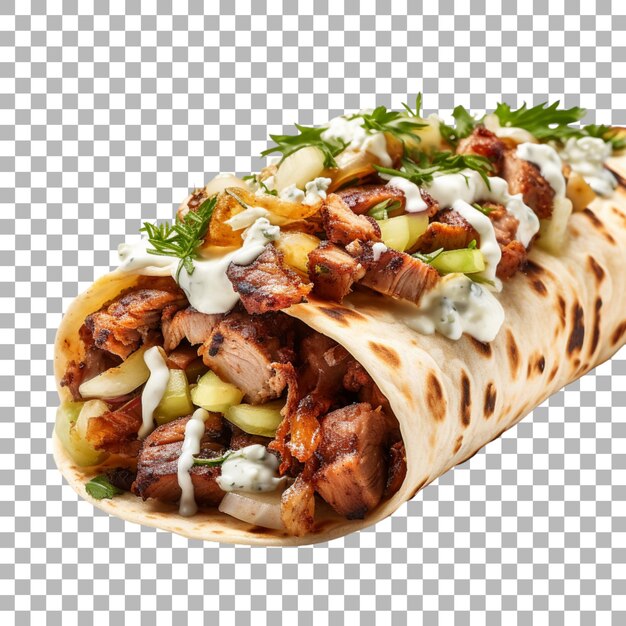 Falafel-warp auf durchsichtigem hintergrund