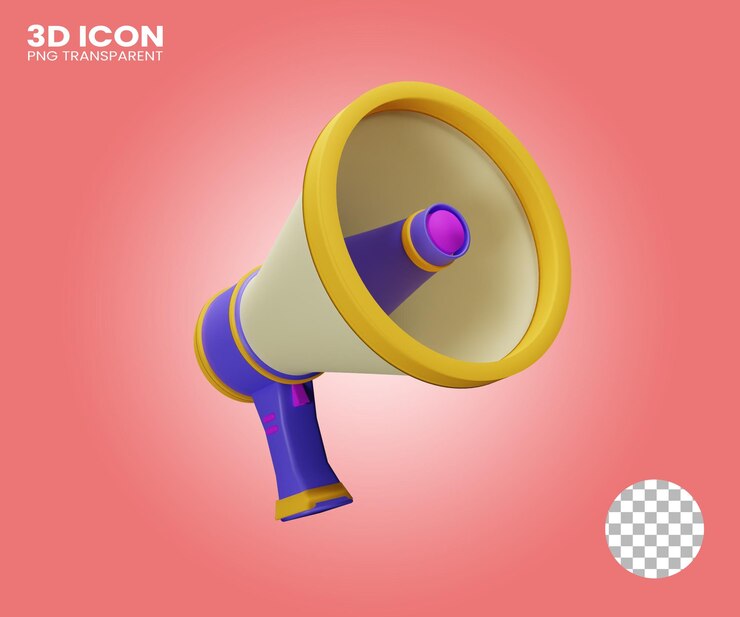 falante de megafone de renderização de ícone 3D em fundo transparente