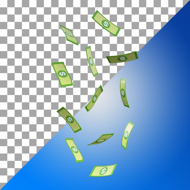 Fallende Dollarscheine 3D-Symbol