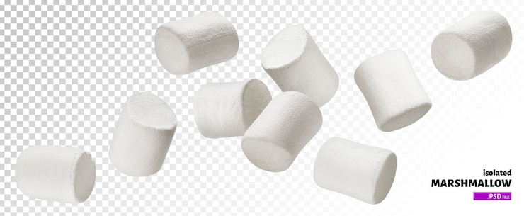 PSD fallende marshmallows isoliert