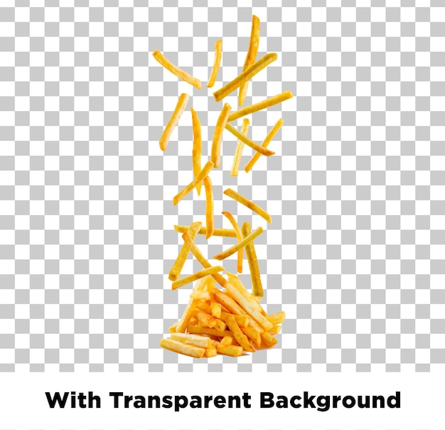 Fallende Pommes Frites mit durchsichtigem Hintergrund