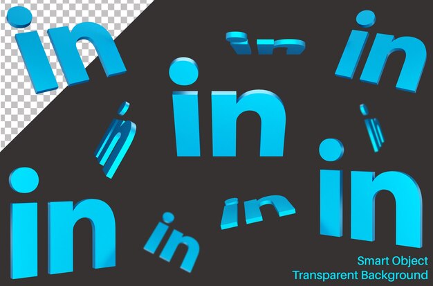 Falling Linked In logo de redes sociales en estilo 3d