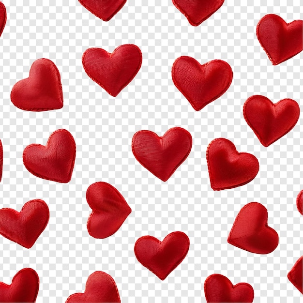 Falling Red Hearts Romantic Valentinstag Liebe Hintergrund isoliert auf transparent