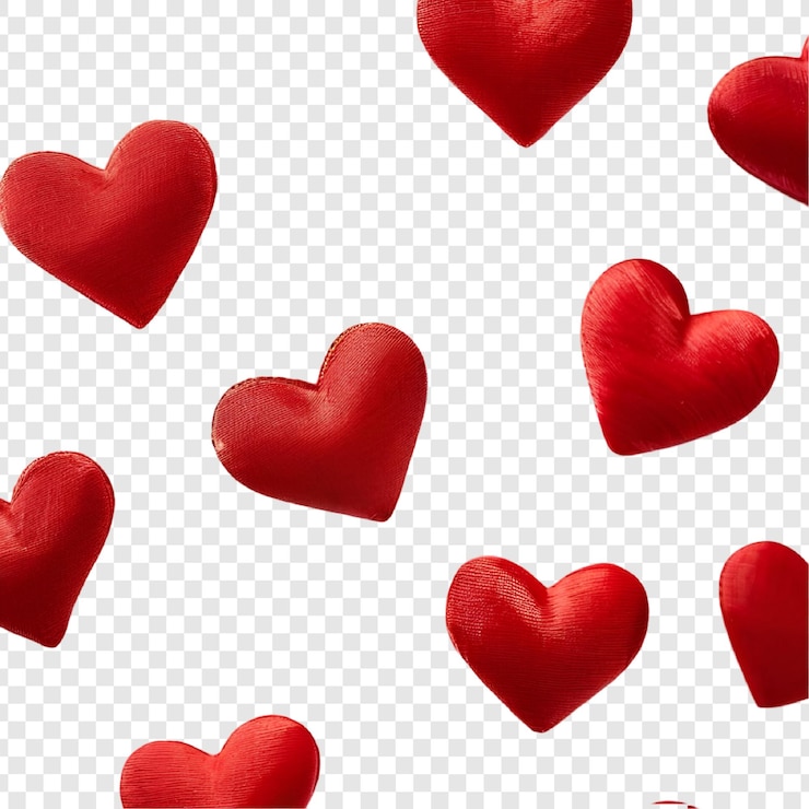 PSD falling red hearts romântico dia dos namorados amor fundo isolado em transparente