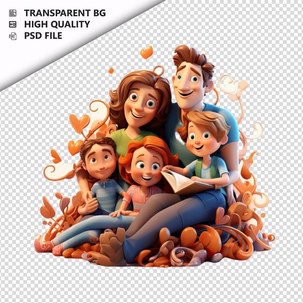 Família branca sonhando 3d cartoon estilo fundo branco i