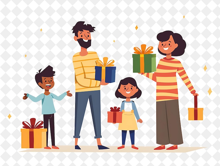 PSD familia disfrutando de una celebración del día del boxeo el diseño es festivo un festival de ilustración plana del mundo