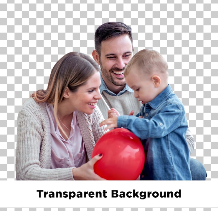 PSD família feliz brincando com balão