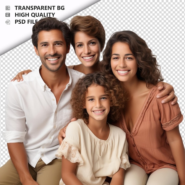 Família latina feliz estilo ultra realista fundo branco