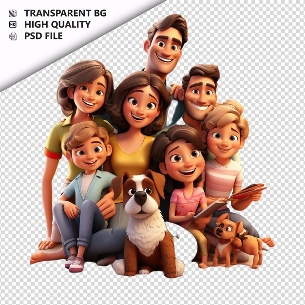 Família latina relaxante 3d cartoon estilo fundo branco i