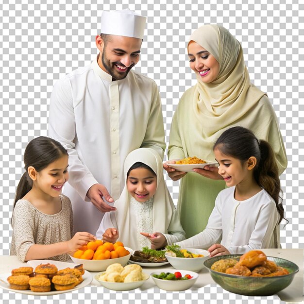 PSD familia preparando un delicioso banquete para el eid ul adha