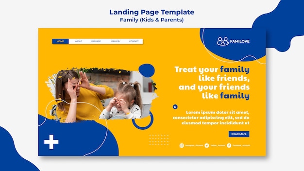 PSD familienwebvorlage mit foto
