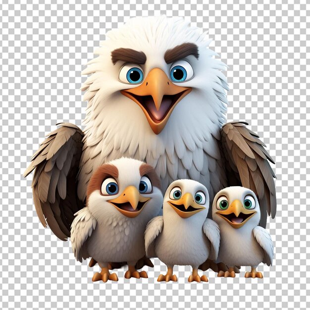 La Famille De L'aigle De Dessins Animés 3d Sublimation De Clipart Png