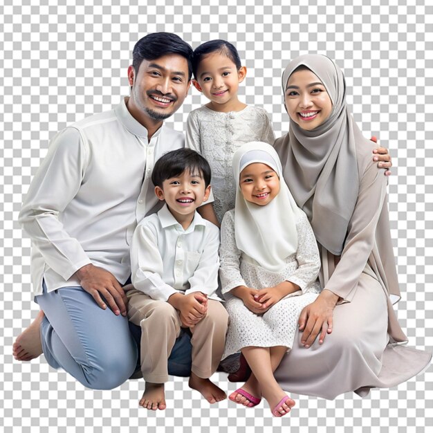 PSD une famille musulmane asiatique joyeuse