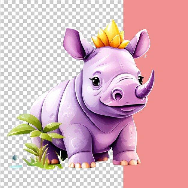 PSD famille de rhinocéros mignons sur un fond blanc illustration vectorielle avec de mignons animaux africains dans le style des dessins animés