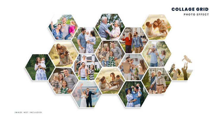 PSD family photo collage cadre grille album photo collage dans le style moderne modèle de mur photo numérique