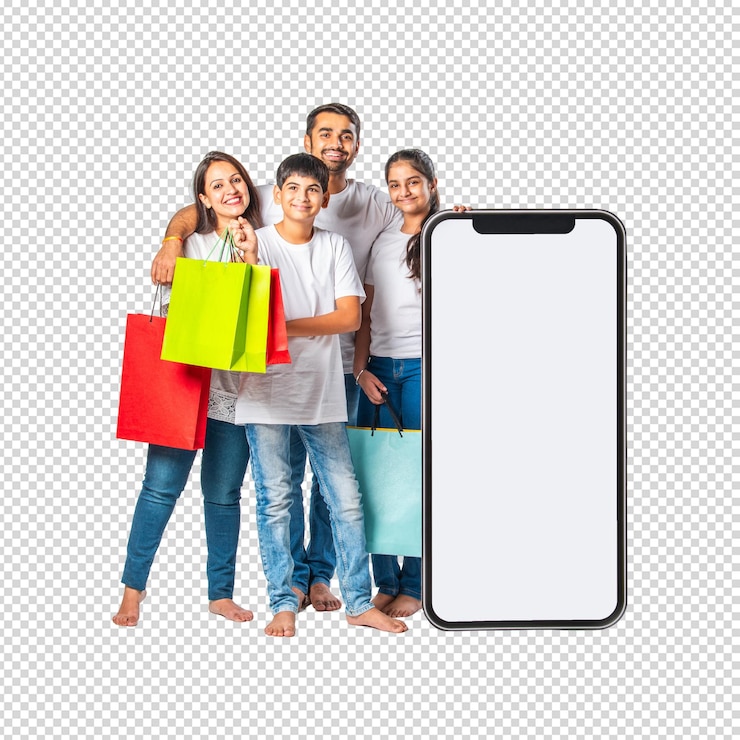 PSD family shopping with a smartphone