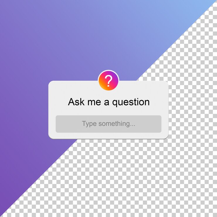 Fammi una domanda dal rendering di Instagram isolato