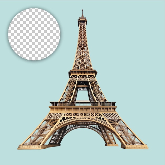 La famosa Torre Eiffel en París sobre un fondo transparente
