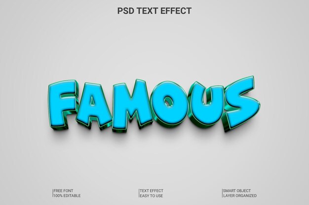 PSD famoso efeito de estilo de texto 3d