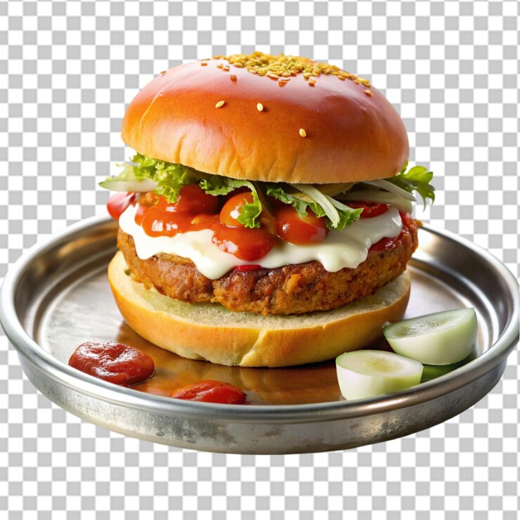 PSD famoso hamburger pakistano cibo molto delizioso su uno sfondo trasparente
