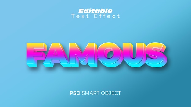 Famous Editable Text Effect with Bold Style and Rainbow Colors