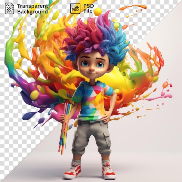 PSD fantasia criativa da criança arco-íris explosão fundo transparente