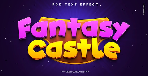 Fantasieschloss-Texteffekt mit purpurrotem Hintergrund