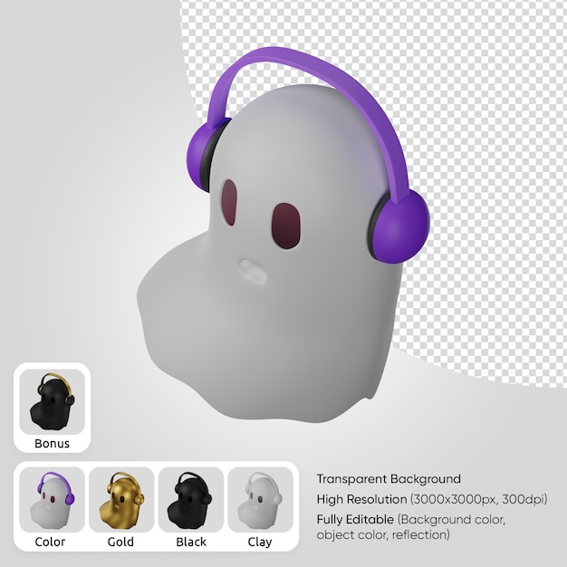 Fantasma 3d con auriculares