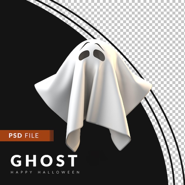 PSD fantasma 3d com cara assustada, um conceito de halloween
