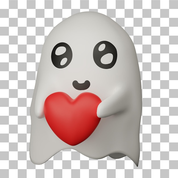 fantasma 3d que sostiene la ilustración del amor del corazón