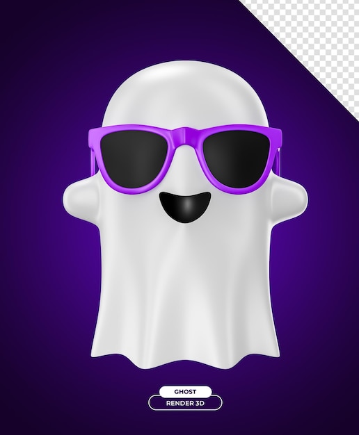 Fantasma alegre para halloween 3d render ilustração de desenho animado com fundo transparente