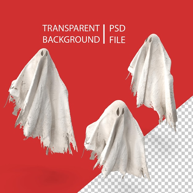 PSD fantasma branco com uma folha rasgada png