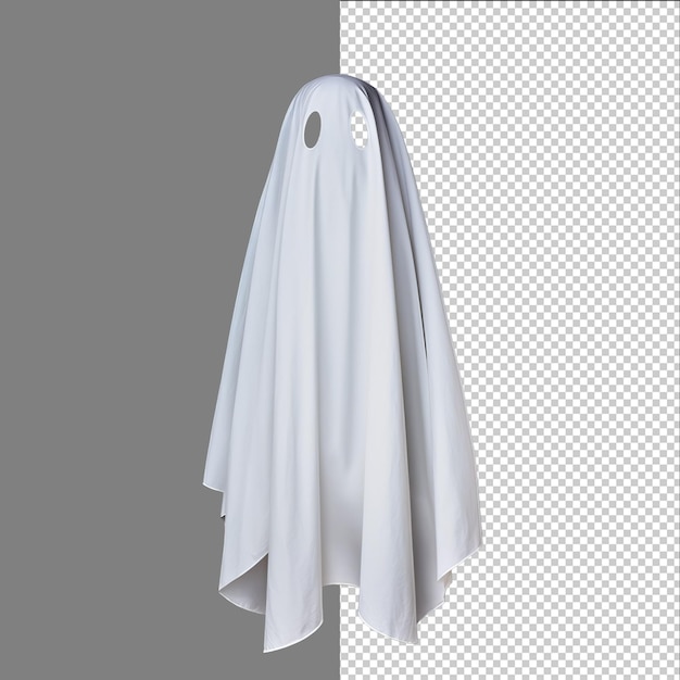 PSD fantasma branco feito de um lençol isolado em fundo transparente png psd