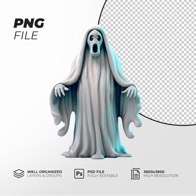 PSD fantasma de halloween render 3d fantasma de horror fantasma fantasma