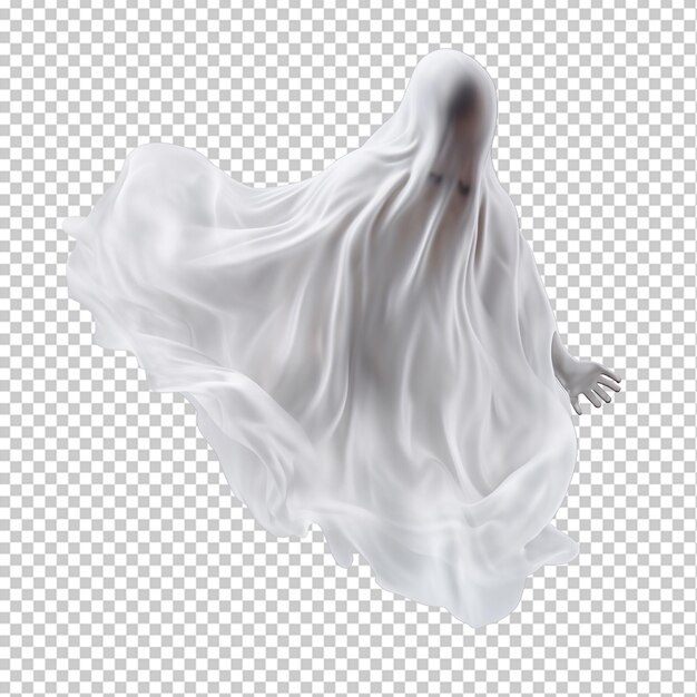 fantasma di halloween volante in un foglio bianco file png di oggetto tagliato isolato con ombra png