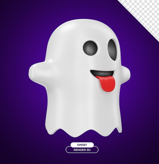 PSD fantasma feliz para halloween ilustración de dibujos animados en 3d con fondo transparente