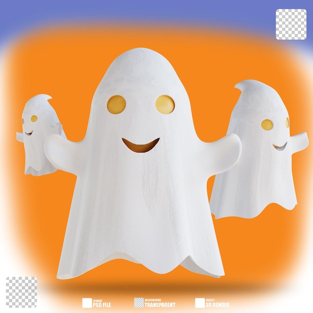 PSD fantasma fofo de ilustração 3d 2