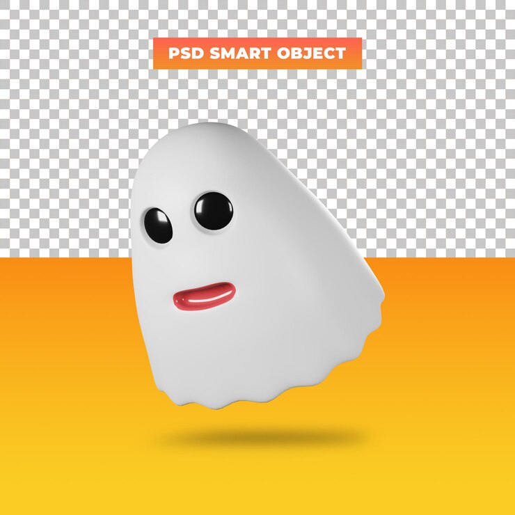 Fantasma sonriente de Halloween, ilustración 3d