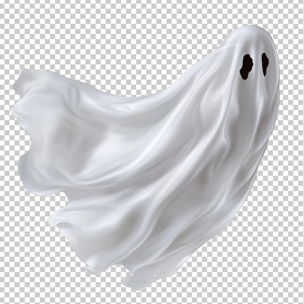 PSD fantasma volador de halloween en una hoja blanca archivo png de objeto recortado aislado con sombra png