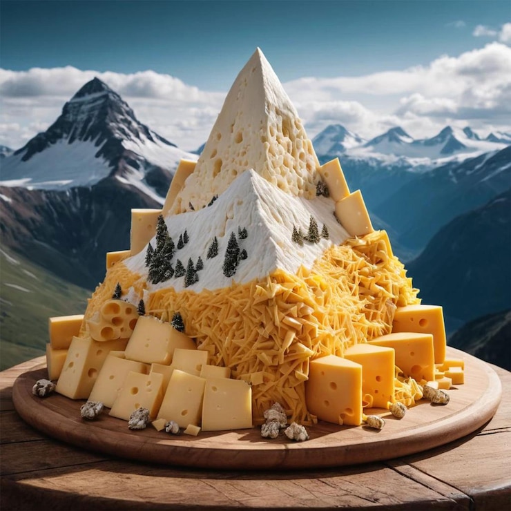 PSD fantástica montaña hecha de queso