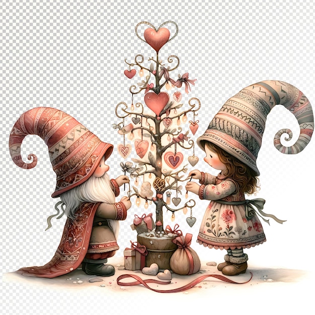 Fantastico gnomo di San Valentino Clipart illustrazioni di gnomo PSD trasparente San Valentino