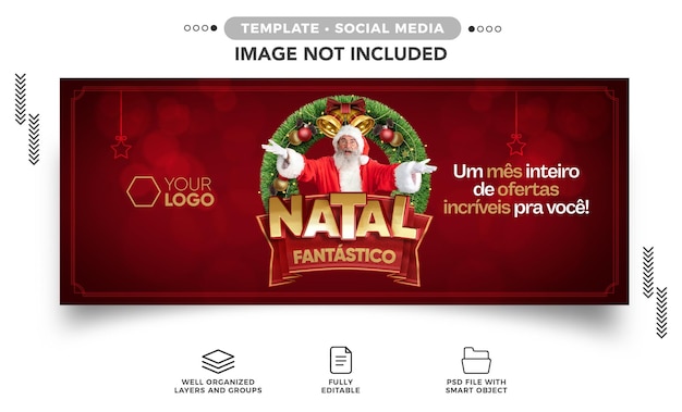 PSD fantástico modelo de banner de mídia social de natal